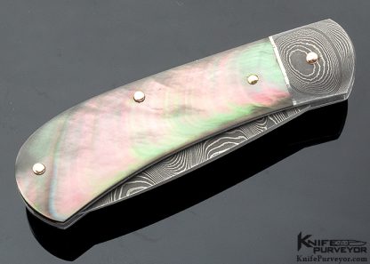 Joel Chamblin Custom Knife Damascus & Black Lip Tahitian Pearl Slip Joint - Image 2
