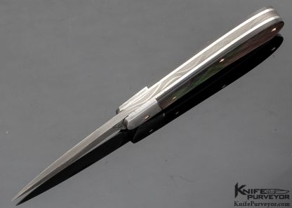 Joel Chamblin Custom Knife Damascus & Black Lip Tahitian Pearl Slip Joint - Image 3
