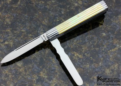 Joel Chamblin Custom Knife Fluted Pearl Doctors Knife Slip Joint