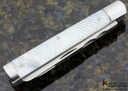 Joel Chamblin Custom Knife 2 Blade Checkered Pearl Doctors Knife (Featured in a Video) - Image 3
