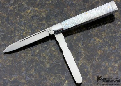 Joel Chamblin Custom Knife 2 Blade Checkered Pearl Doctors Knife (Featured in a Video)