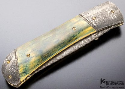 Joel Chamblin Custom Knife George Werth & Robert Eggerling Damascus and Mammoth Linerlock - Image 4