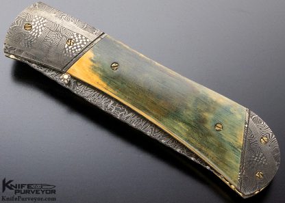 Joel Chamblin Custom Knife George Werth & Robert Eggerling Damascus and Mammoth Linerlock 8037