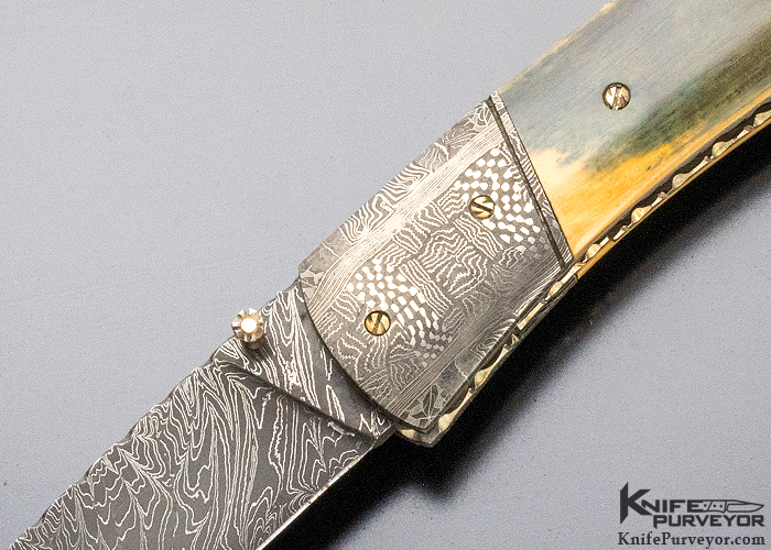 Joel Chamblin Custom Knife George Werth & Robert Eggerling Damascus and Mammoth Linerlock - Image 2