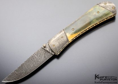 Joel Chamblin Custom Knife George Werth & Robert Eggerling Damascus and Mammoth Linerlock 8037