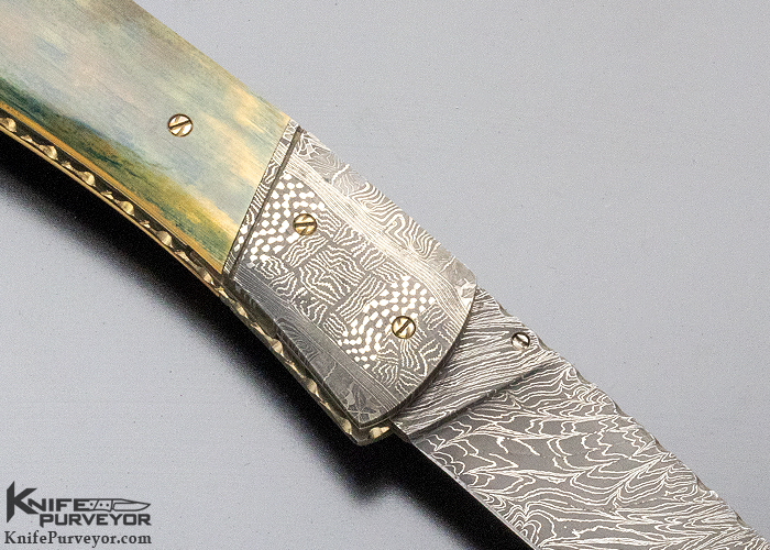Joel Chamblin Custom Knife George Werth & Robert Eggerling Damascus and Mammoth Linerlock - Image 6