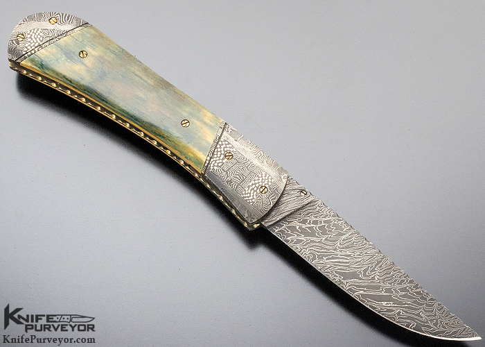 Joel Chamblin Custom Knife George Werth & Robert Eggerling Damascus and Mammoth Linerlock - Image 5