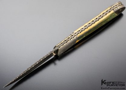 Joel Chamblin Custom Knife George Werth & Robert Eggerling Damascus and Mammoth Linerlock - Image 7