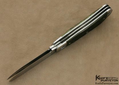 Joel Chamblin Custom Knife Engraved Green Bone Trapper Slip Joint - Image 5