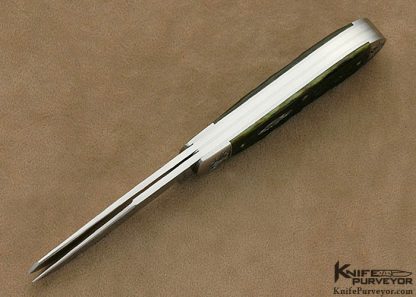Joel Chamblin Custom Knife Engraved Green Bone Trapper Slip Joint - Image 4
