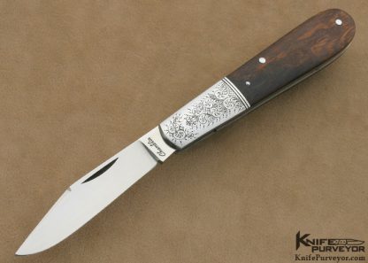 Joel Chamblin Custom Knife Simon Lytton Engraved Desert Ironwood Barlow Pattern Slip Joint