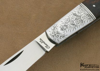 Joel Chamblin Custom Knife Simon Lytton Engraved Desert Ironwood Barlow Pattern Slip Joint - Image 2