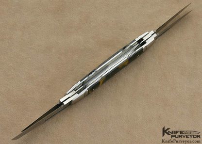 Joel Chamblin Custom Knife 4 Blade Exotic Material Congress Slip Joint with 14Kt Gold Pins and Shield - Image 6