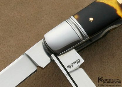 Joel Chamblin Custom Knife 4 Blade Exotic Material Congress Slip Joint with 14Kt Gold Pins and Shield