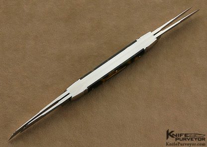 Joel Chamblin Custom Knife 4 Blade Exotic Material Congress Slip Joint with 14Kt Gold Pins and Shield - Image 5