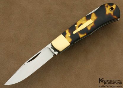Joel Chamblin Custom Knife Exotic Material & 14Kt Gold Lockback Bullet