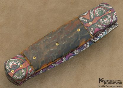 Johan Gustafsson Custom Knives Blued Sole Authorship Mosaic Damascus & Mammoth Ivory "Indian" Linerlock" Dagger - Image 3