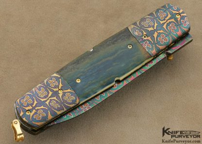 Johan Gustafsson Custom Knife Sole Authorship Colored Mosaic Damascus Linerlock - Image 3