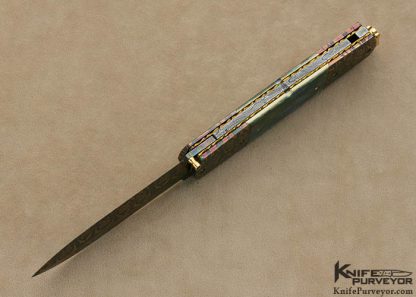 Johan Gustafsson Custom Knife Sole Authorship Colored Mosaic Damascus Linerlock - Image 4