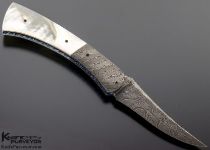 John Etzler Custom Knife Pearl and Damascus Linerlock - Image 4