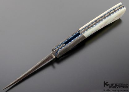 John Etzler Custom Knife Pearl and Damascus Linerlock - Image 7