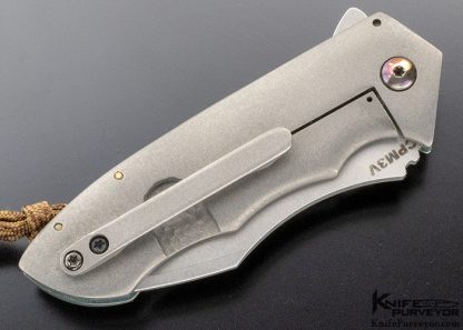 Jonathan McNees Custom Knife "Baby Bolt" Carved Titanium - Image 5
