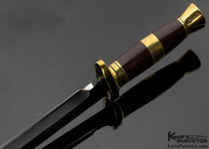 John Nelson Cooper Custom Knife Clip Point Bowie with Maroon Canvas Micarta and Brass Fittings - Image 6