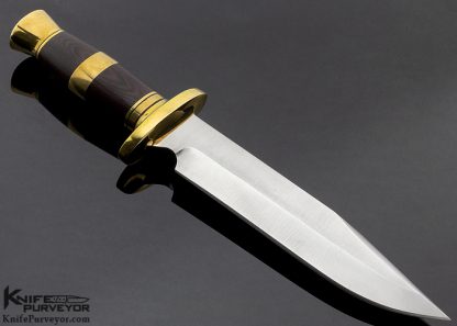 John Nelson Cooper Custom Knife Clip Point Bowie with Maroon Canvas Micarta and Brass Fittings - Image 3