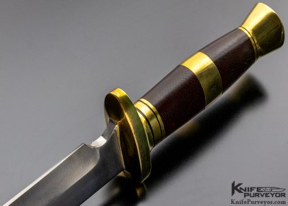 John Nelson Cooper Custom Knife Clip Point Bowie with Maroon Canvas Micarta and Brass Fittings - Image 6