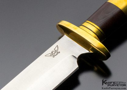 John Nelson Cooper Custom Knife Clip Point Bowie with Maroon Canvas Micarta and Brass Fittings - Image 2