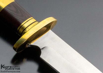 John Nelson Cooper Custom Knife Clip Point Bowie with Maroon Canvas Micarta and Brass Fittings - Image 4