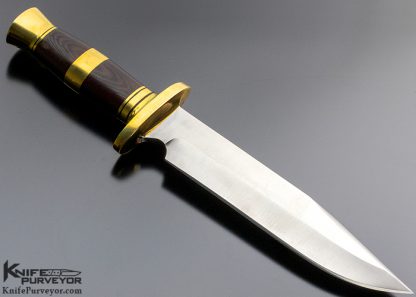 John Nelson Cooper Custom Knife Clip Point Bowie with Maroon Canvas Micarta and Brass Fittings - Image 3