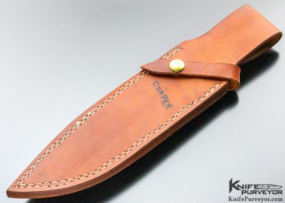 John Nelson Cooper Custom Knife Clip Point Bowie with Maroon Canvas Micarta and Brass Fittings - Image 8