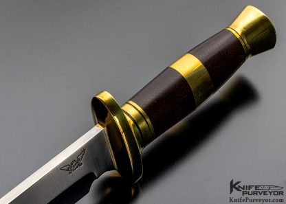 John Nelson Cooper Custom Knife Clip Point Bowie with Maroon Canvas Micarta and Brass Fittings - Image 5