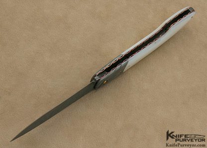 John Perry Custom Knife Damascus & Mother of Pearl Shell Back Lock - Image 5
