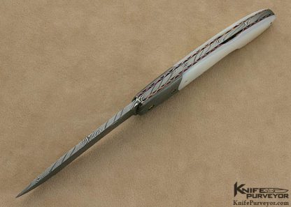 John Perry Custom Knife Damascus & Mother of Pearl Shell Back Lock - Image 4