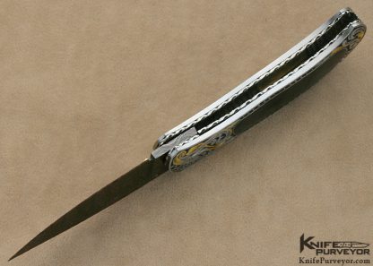 John W. Smith Custom Knife Black Lip Tahitian Pearl Shell Interframe Liner Lock - Image 8