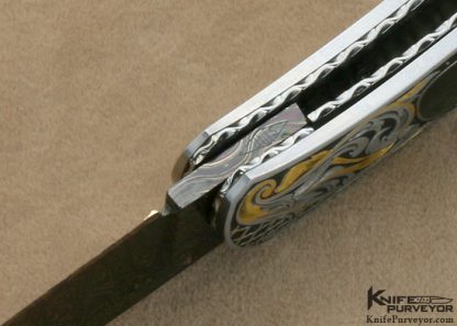 John W. Smith Custom Knife Black Lip Tahitian Pearl Shell Interframe Liner Lock - Image 9