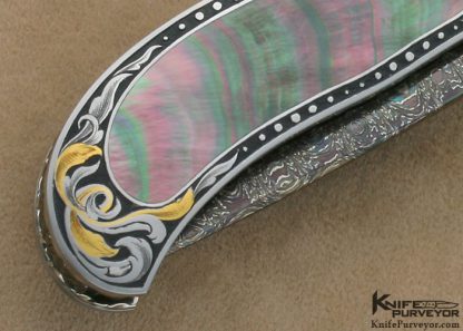 John W. Smith Custom Knife Black Lip Tahitian Pearl Shell Interframe Liner Lock - Image 5