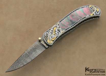 John W. Smith Custom Knife Black Lip Tahitian Pearl Shell Interframe Liner Lock