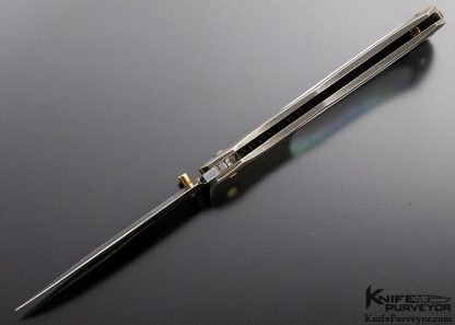 John W. Smith Custom Knife Sole Authorship Damascus and Mother of Pearl Lockback with 14Kt. Gold Pins - Image 5