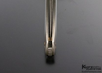 John W. Smith Custom Knife Sole Authorship Damascus and Mother of Pearl Lockback with 14Kt. Gold Pins - Image 6