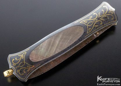 John W Smith Custom Knife Backlip Pearl Interframe Linerlock Dagger Sole Authorship Engraved with 24kt. Gold - Image 5