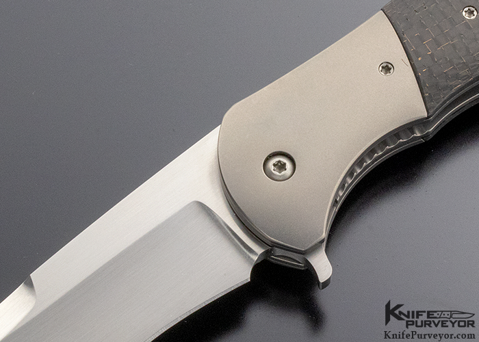 John W. Smith Custom Knife Titanium and Lightning Strike Carbon Fiber F5 Flipper - Image 2