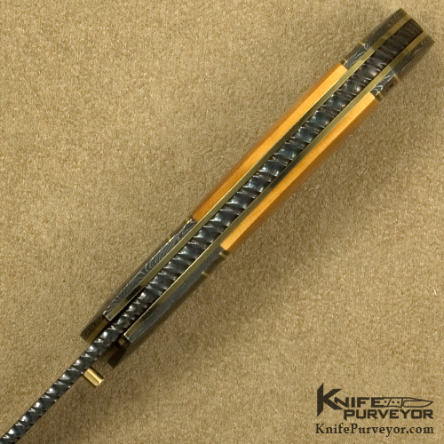 John W. Smith Custom Knife Fossilized Walrus Ivory and Sole Authorship Damascus Double Bolstered Linerlock - Image 4