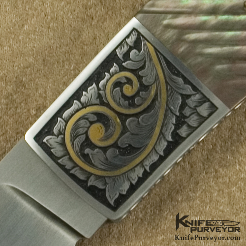 John W. Smith Custom Knife Sole Authorship Engraved Fluted Blacklip Pearl Lockback - Image 2