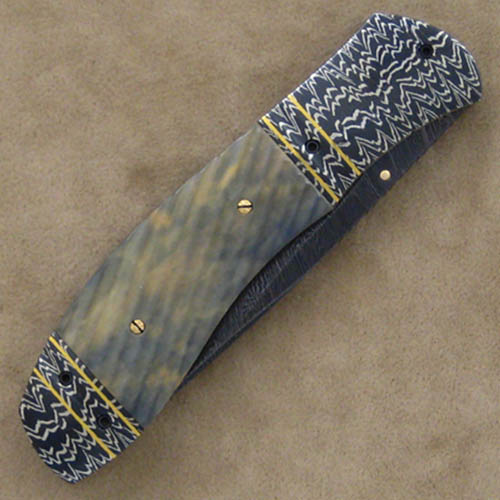John W. Smith Custom Knife Fluted Sole Authorshp Damascus Linerlock - Image 3