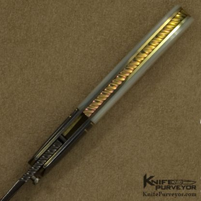 John W. Smith Custom Knife Mother of Pearl and Sole Authorship Damascus Linerlock - Image 4