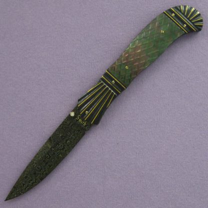 John W. Smith Custom Knife 2007 AKI Blacklip Pearl Folding Fighter
