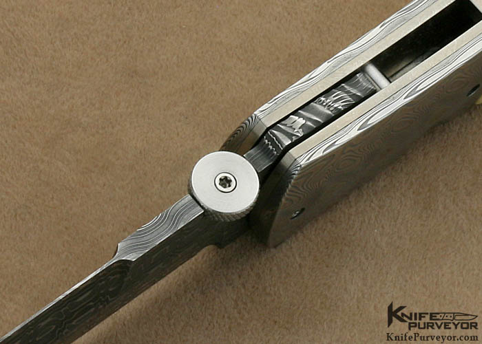 John W. Smith Custom Knife Damascus & Stag Linerlock Dagger - Image 7